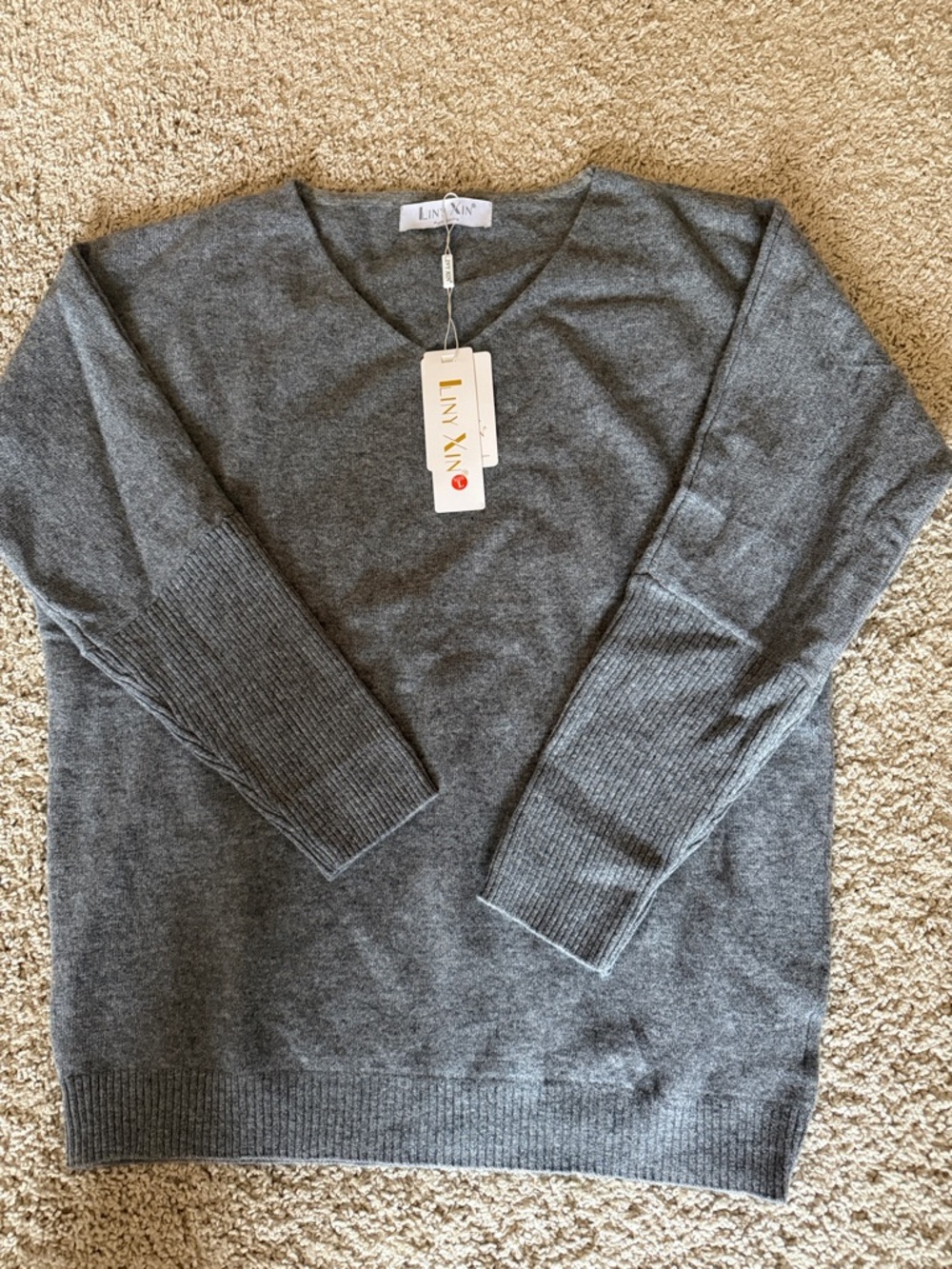 Liny Xin V-Neck Gray Sweater